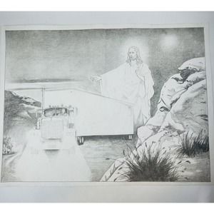 Jesus Leading Trucker Into The Night #8447 Tri-Chem Chart Large Picture To Paint